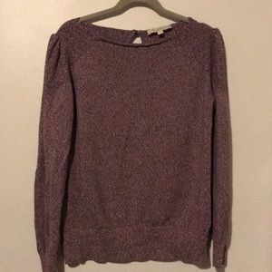 Boatneck and puff sleeved marbled sweater